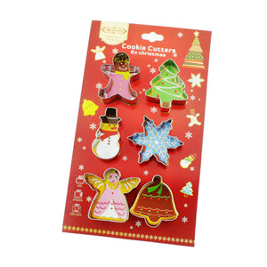 6 St/Set  Pepparkaksformar 6 PCS/SET Xmas Cookie Cutter, Pepparkaksformar- Gingerman, Xmas Tree,Snowman, Snowflake,Angel & Bell (6 PCS)