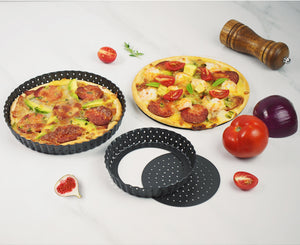 Loose Base Pizza Pan with Holes Carbon Steel - 8 inch