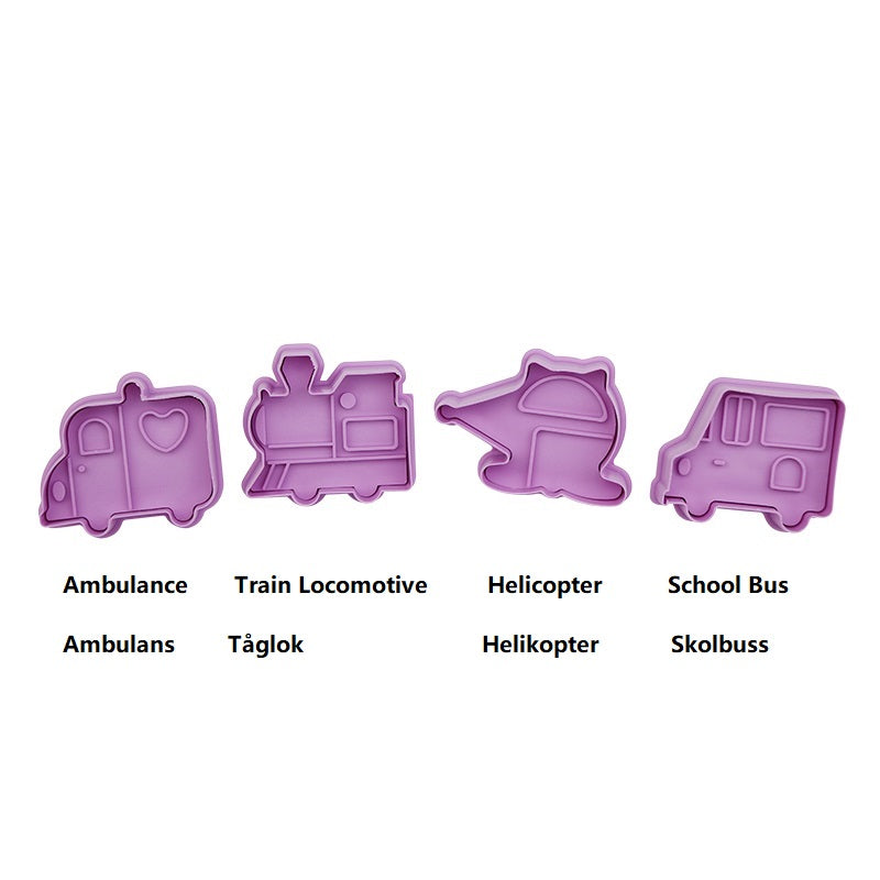 4 St/Pack Kakstämplar Utstickare Fordon Bil   4 PCS/Set Transportation Cars Stamp Cookie Fondant Cutter Mold