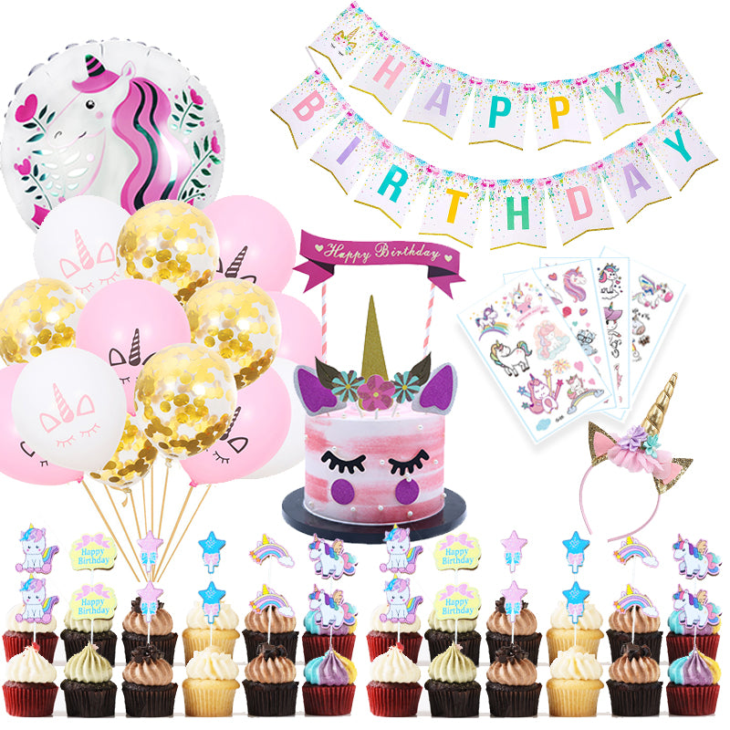 49 St/Pack Unicorn Temafest Dekoration  49 PCS/Set Unicorn Themed Party Decoration