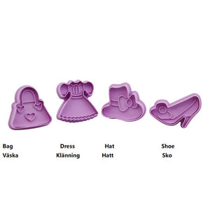 4 St/Pack  Flickor Leksak Kakstämplar   Utstickare Fondant   4 PCS Girls Toy  Press Stamp Cookie Fondant Cutter Mold