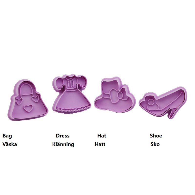 4 St/Pack  Flickor Leksak Kakstämplar   Utstickare Fondant   4 PCS Girls Toy  Press Stamp Cookie Fondant Cutter Mold