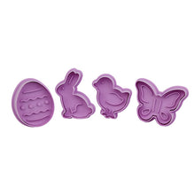 Ladda upp bild till gallerivisning, 4 St/Pack Påsk Kakstämplar Utstickare   4 PCS/Set Press Stamp  Easter Fondant Cookie Spring Press Cutter Mold
