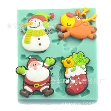 Ladda upp bild till gallerivisning, 4 i 1 Jul Tecknad Silikonform Jultomten Snögubbe Ren Julstrumpor   4 in 1 Christmas Cartoon Silicone Mold
