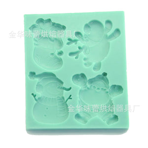 4 i 1 Jul Tecknad Silikonform Jultomten Snögubbe Ren Julstrumpor   4 in 1 Christmas Cartoon Silicone Mold