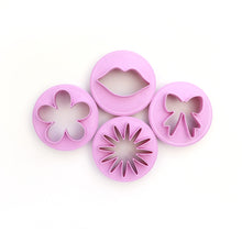 Ladda upp bild till gallerivisning, 4 St/Pack Dubbel Sida Utstickare  Fondant Cupcake Dekoration Mun,Blomma Rosett 4 PCS/Set Double Side Flower Bowknot Cupcake Fondant
