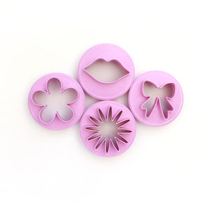 4 St/Pack Dubbel Sida Utstickare  Fondant Cupcake Dekoration Mun,Blomma Rosett 4 PCS/Set Double Side Flower Bowknot Cupcake Fondant