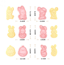 Ladda upp bild till gallerivisning, 6 St Påsk  Utstickare Kakformar  Utsticksform Med Prägel - 6pcs / set Press Stamp  Easter Fondant Cookie  Cutter Mold
