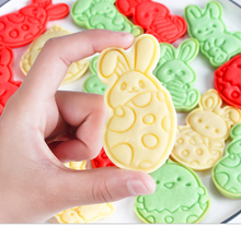 Ladda upp bild till gallerivisning, 6 St Påsk  Utstickare Kakformar  Utsticksform Med Prägel - 6pcs / set Press Stamp  Easter Fondant Cookie  Cutter Mold
