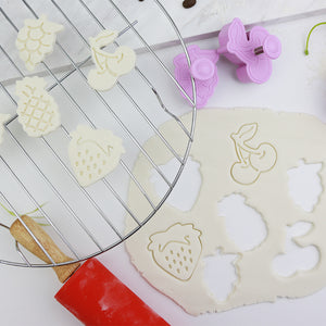 4 St/Pack Frukter Kakstämplar  Utstickare  Ananas Körsbär Druva Jordgubbe 4 PCS/Set Fruit Press Stamp Cookie Fondant Cutter Mold