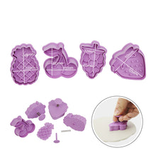 Ladda upp bild till gallerivisning, 4 St/Pack Frukter Kakstämplar  Utstickare  Ananas Körsbär Druva Jordgubbe 4 PCS/Set Fruit Press Stamp Cookie Fondant Cutter Mold
