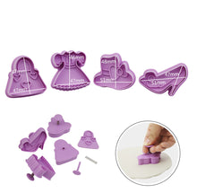 Ladda upp bild till gallerivisning, 4 St/Pack  Flickor Leksak Kakstämplar   Utstickare Fondant   4 PCS Girls Toy  Press Stamp Cookie Fondant Cutter Mold
