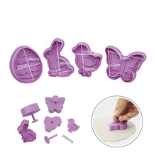 Ladda upp bild till gallerivisning, 4 St/Pack Påsk Kakstämplar Utstickare   4 PCS/Set Press Stamp  Easter Fondant Cookie Spring Press Cutter Mold
