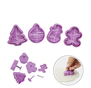 4 St/Pack Jul Kakstämplar Utstickare Pepparkaksformar Pepparkaksform   4pcs / set Press Stamp Christmas  Fondant Cookie Spring Press Cutter Mold