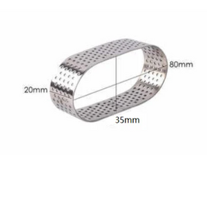 6 St/Pack Små Perforerad Tårtring Dessert Mousse Perforated Oval Ring-Small 80*35*20mm