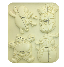 Ladda upp bild till gallerivisning, 4 i 1 Jul Tecknad Silikonform Jultomten Snögubbe Ren Julstrumpor   4 in 1 Christmas Cartoon Silicone Mold
