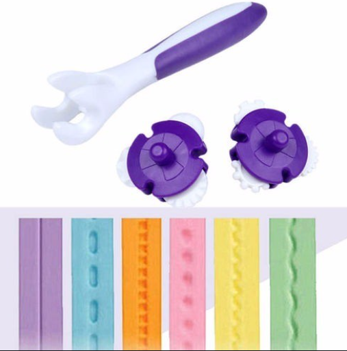 6 i 1 Mönster Fondant  Bård  Bånd Utistickare  6 in 1  Pattern Fondant Stripe Embro Strip Ribbon Woven Pattern Rolling Cutter