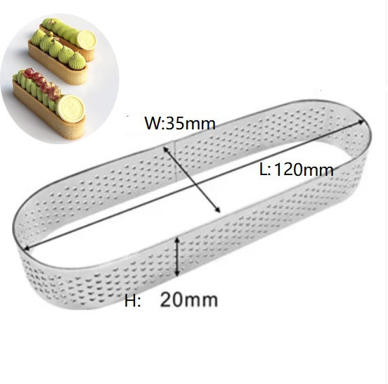 6 St/Pack Perforerad Tårtring  Dessert Mousse Perforated Oval Ring 120*35*20mm