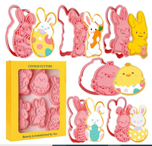 Ladda upp bild till gallerivisning, 6 St Påsk  Utstickare Kakformar  Utsticksform Med Prägel - 6pcs / set Press Stamp  Easter Fondant Cookie  Cutter Mold
