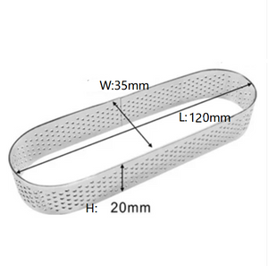 6 St/Pack Perforerad Tårtring  Dessert Mousse Perforated Oval Ring 120*35*20mm