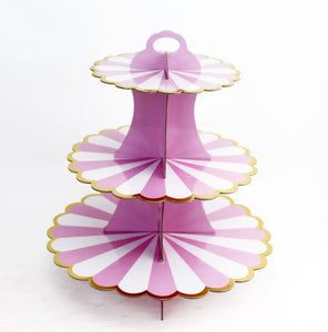 3-Våningar Muffinsställ -Helio   3 Tier Cupcakes Stand Flower Petal with Golden Edge