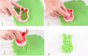 6 St Påsk  Utstickare Kakformar  Utsticksform Med Prägel - 6pcs / set Press Stamp  Easter Fondant Cookie  Cutter Mold