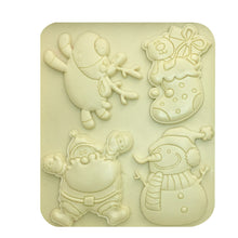 Ladda upp bild till gallerivisning, 4 i 1 Jul Tecknad Silikonform Jultomten Snögubbe Ren Julstrumpor   4 in 1 Christmas Cartoon Silicone Mold
