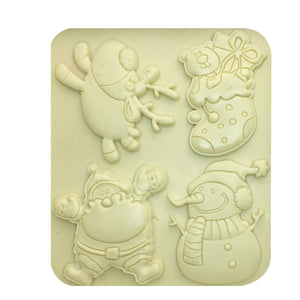 4 i 1 Jul Tecknad Silikonform Jultomten Snögubbe Ren Julstrumpor   4 in 1 Christmas Cartoon Silicone Mold