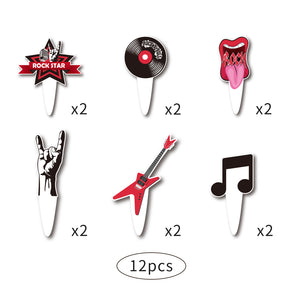 12 St/Pack  Musik Rockroll Themed Fest Cupcake Picks 12 PCS/Set Music Rockroll Themed Party Cupcake Topper